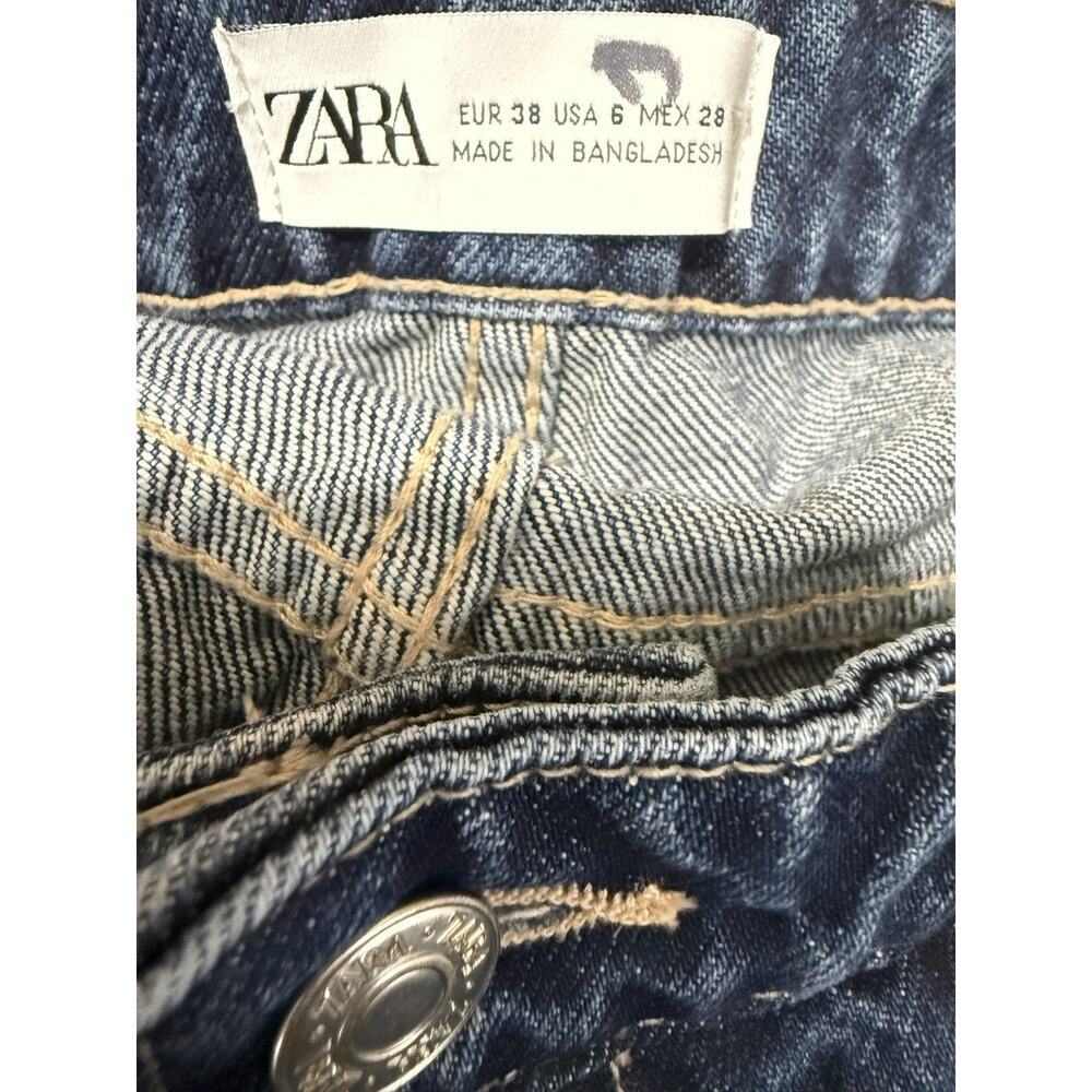 Zara Jeans Womens Blue Size 6 Denim Flare High Rise Raw Hem Medium Wash - Picture 13 of 14